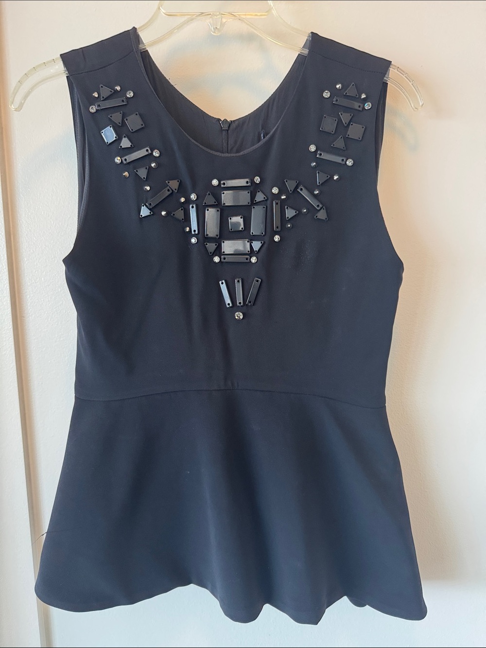 Zara Black Embellished Peplum Top